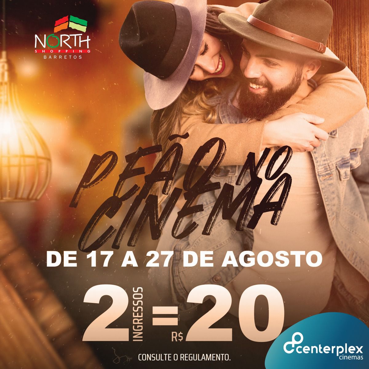 Dois ingressos pelo preço de um, é a promoção do Centerplex do North Shopping Barretos